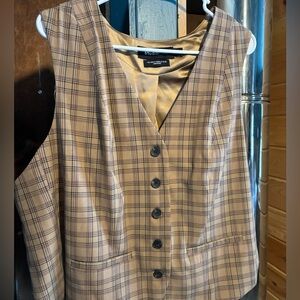 Torrid Studio Plaid Vest with Gold Lining